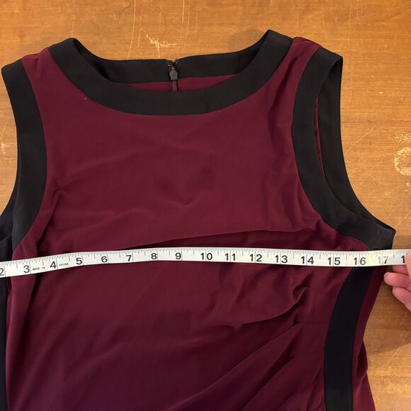 Lauren Ralph Lauren size 12 Maroon Ruched Preppy New England Cocktail Dress - Picture 6 of 10